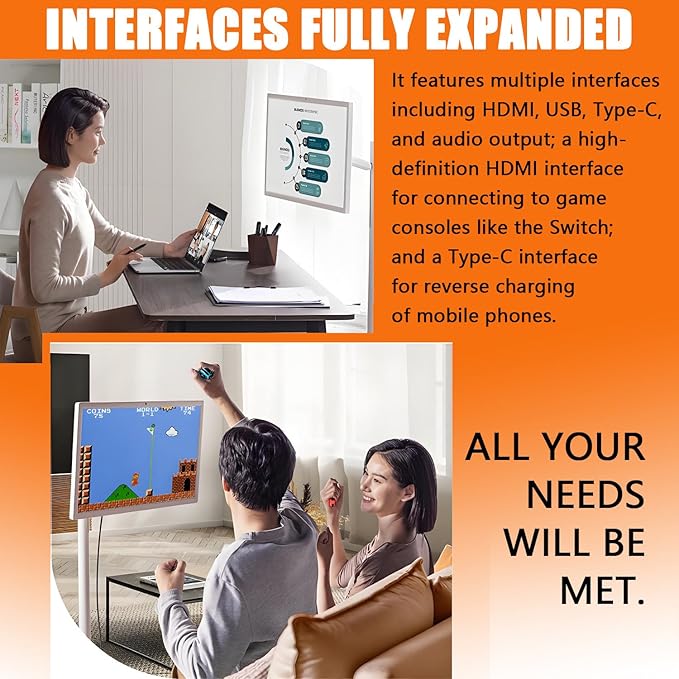21.5"/24"/27"/32" Portable Smart Screen On Wheels, 4K Touchscreen Display, Build-in 4K Camera, Rolling TV, Built-in Battery (6-8H), Remote Control, 8+128GB Storage 27inches