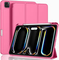 ZryXal iPad Pro 11 Inch Case (M5) 2025/ (M4) 2024 (Model: A2836/A2837/A3006), Trifold Stand Smart Cover with Pencil Holder and Soft TPU Back, Auto Wake/Sleep (New Peach Red)
