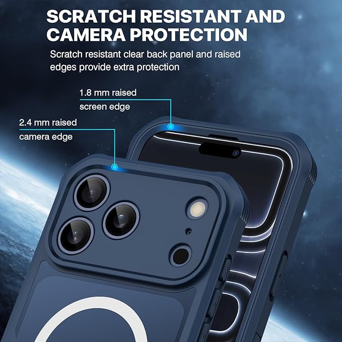 CENHUFO Magnetic Privacy for iPhone 17 Pro Case [Compatible with Magsafe] Full Body Phone Case Built-in 9H Tempered Glass Privacy Screen Protector, Camera Protection Shockproof Bumper Cover - Blue