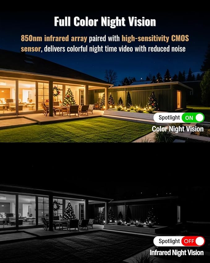 Security Cameras Wireless Outdoor, 2.5K WiFi Battery Powered Cameras for Home Security with AI Motion Detection, Color Night Vision, IP66 Weatherproof, 2-Way Audio, SD/Cloud Storage