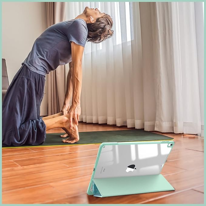 Fintie Hybrid Slim Case for iPad Air 3rd Generation 10.5" 2019 / iPad Pro 10.5 Inch 2017 - [Built-in Pencil Holder] Shockproof Cover with Clear Transparent Back Shell (Emerald Marble)