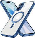 Hython Magnetic Clear for iPhone 17 Case with Camera Lens Protector [Compatible with MagSafe] Luxury Plating Edge Slim Soft TPU Cover Protective Phone Case for iPhone 17 6.3", Matte Deep Blue