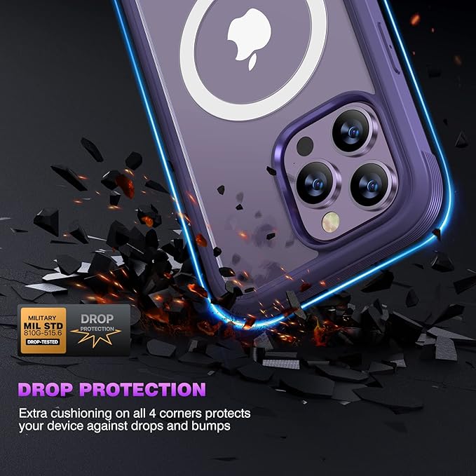 Diaclara Magnetic Designed for iPhone 14 Pro Max Case, Full Body Rugged Case with Built-in Privacy Touch Sensitive Anti-Scratch Screen Protector, with Camera Lens Protector (Purple)