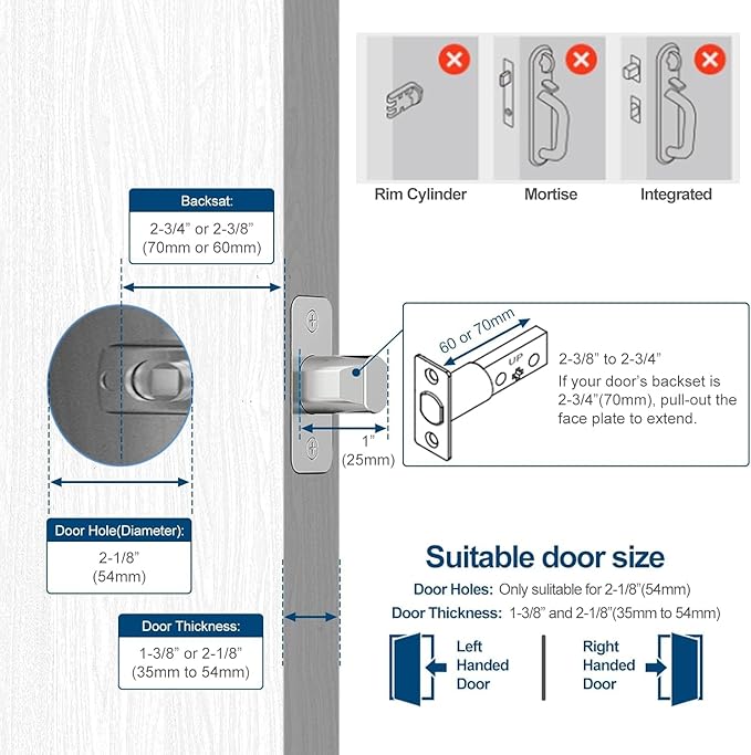 GeekTale Fingerprint Deadbolt, Fingerprint Door Knob, Smart Deadbolt Lock, Smart Door Lock, Twist to Lock&Unlock, Keyless Entry Door Lock with App, for Front Door, Garage, Easy Installation