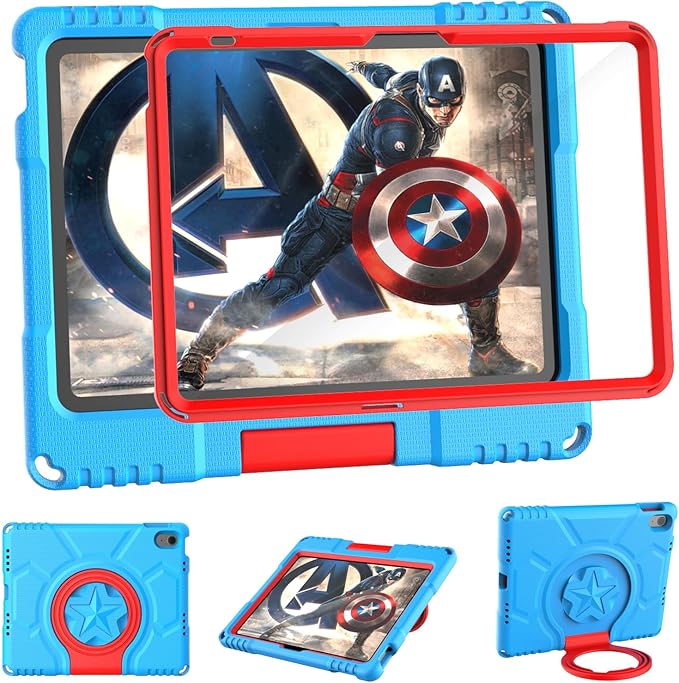 Kids Case for iPad (A16) 11th Generation 11 Inch 2025 & iPad 10th Generation 10.9 Inch 2022, Lightweight Shockproof Kids-Friendly Case Built-in Screen Protector with Handle Stand, Blue