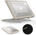 SEYMAC stock Case for MacBook Air 15 inch, Shock-Absorbing Protection with Folding Stand &Mouse Pad Case for MacBook Air 15 inch, Beige