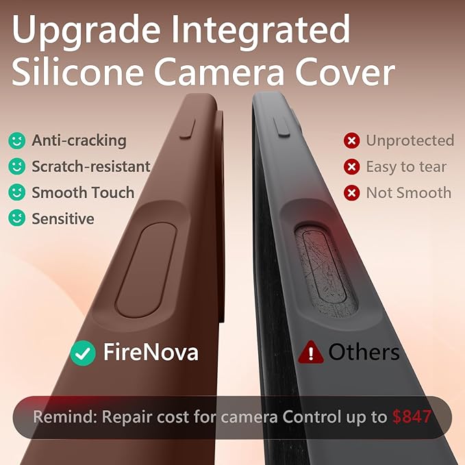 FireNova Magnetic for iPhone 17 Pro Max Case, Compatible with MagSafe, [Integrated Silicone Camera Control Button] [Camera Protection] Anti-Scratch Microfiber Lining Phone Case, 6.9", Light Brown