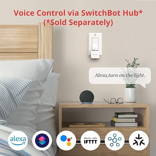 Switchbot Smart Switch Button Pusher (Bluetooth) – Fingerbot for Rocker Switch/One-Way Buttons with bot Black, App Timer Control, No Wiring, Optional Hub Required for Voice/Remote, White