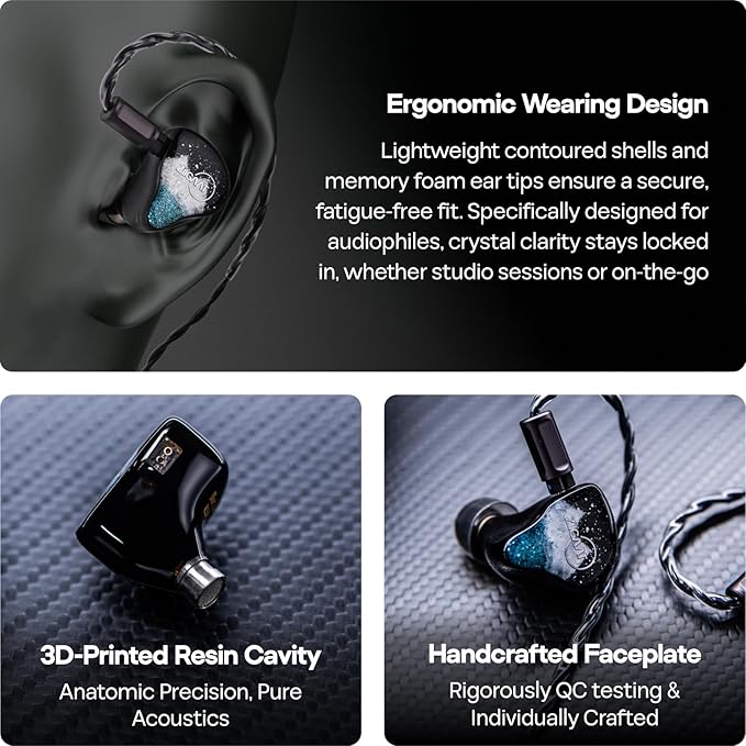 Linsoul ZiiGaat Horizon in Ear Monitor, 1DD+2BA+2 Planar HiFi Wired Earbuds, Studio-Grade IEM Earphones, Natural Balanced Tuning with Buttery-Smooth Treble Extension for Musicians Audiophiles