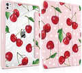TWOLSKOO Case for iPad Pro 11-inch (M5 2025 / M4 2024), Clear Acrylic Back with TPU Bumper, Pencil Holder, Trifold Stand, Auto Sleep/Wake, Cherries