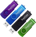 SamData 32GB USB Flash Drives 4 Pack 32GB Thumb Drives Memory Stick Jump Drive with LED Light for Storage and Backup (4 Colors: Black Blue Green Purple)