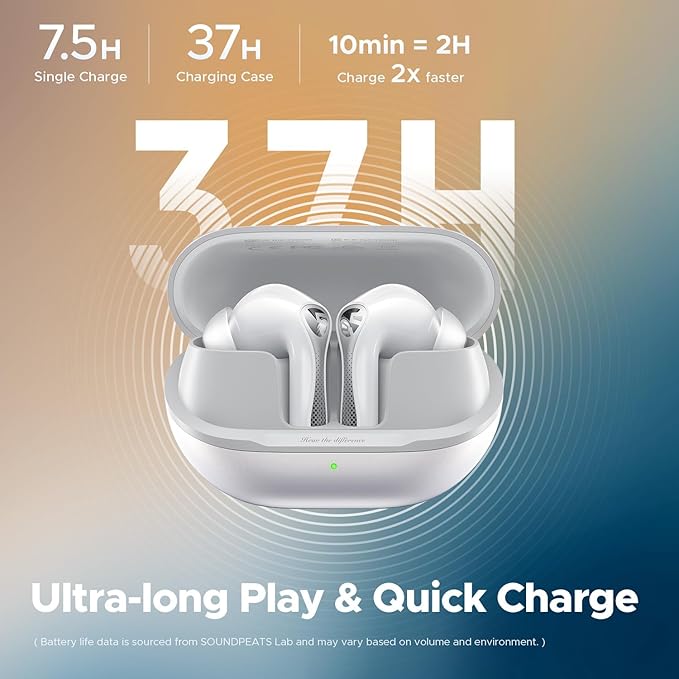 SoundPEATS Air5 Pro Hi-Res Wireless Earbuds, LDAC & aptX Lossless, 10mm Hi-Fi Driver, Snapdragon Sound, Adaptive ANC, 37H Battery, BT 5.4, IPX5 Waterproof, Multipoint Connection