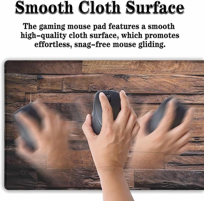 Gaming Mousepad Computer Desk Pad, Computer Desk Mats XXL Mouse Pad, Pc Gaming Mat Waterproof Non-Slip Rubber Base, 35.4" X 15.7" for Work/Game/Office Dark Wood, Vintage Natural Wooden Board