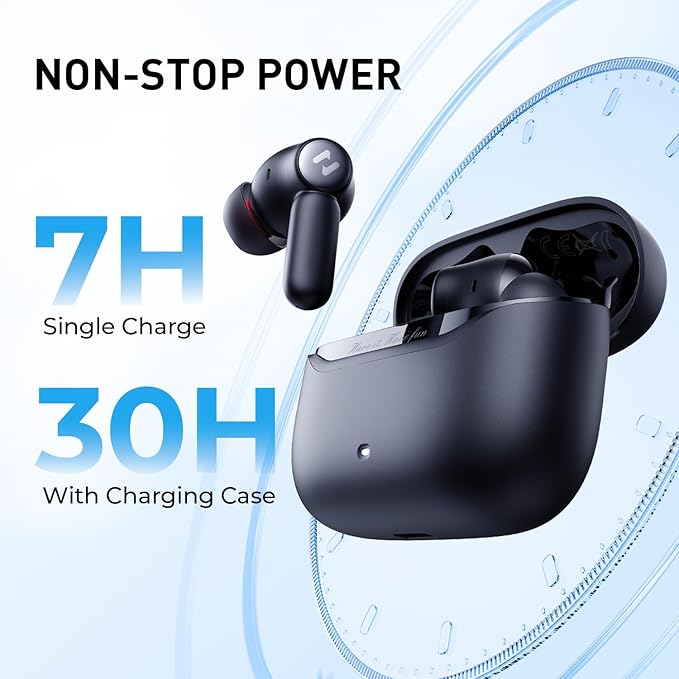 havit Hybrid Active Noise Cancelling Wireless Earbuds, Bluetooth 6.0 in-Ear Headphones, 6 Mics ENC Clear Call Ear Buds, 30+H Playtime, 3D Spatial Audio, Custom EQ via App, IPX5 Waterproof Blue