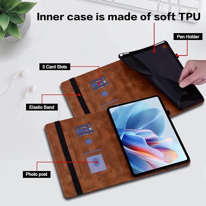 Case for iPad 6th / 5th Generation 9.7 Inch 2018/2017, iPad Air 2 Multi Angle Flip PU Leather Shockproof Case with Pencil Holder/Card Slots, Brown