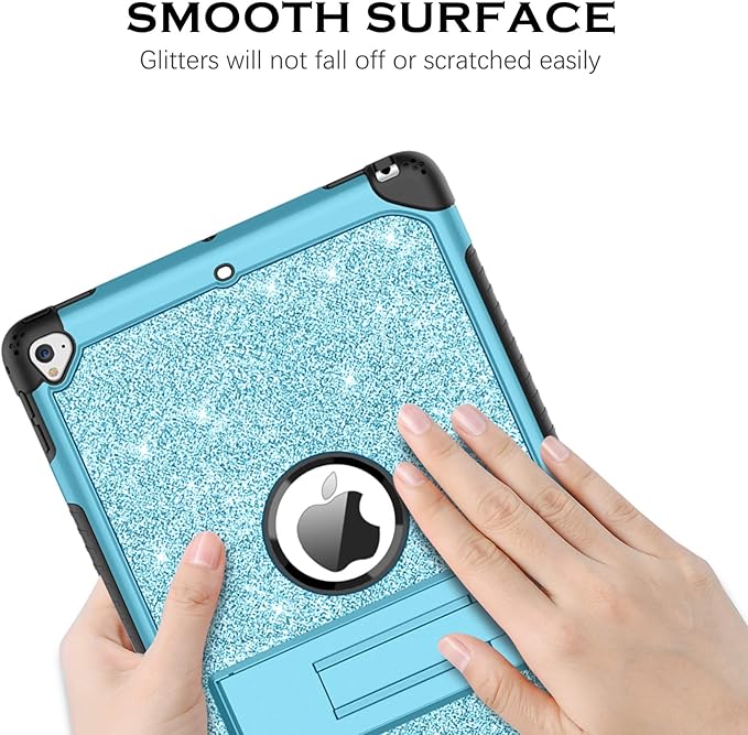 YINLAI Case for iPad 9.7 Inch,iPad 6th 5th Generation Case,iPad air 2 Case with Kickstand Holder Glitter Bling Kid Girl Women Shockproof Protective Cover for iPad 6th 5th Gen/iPad Air 2rd Gen, Blue