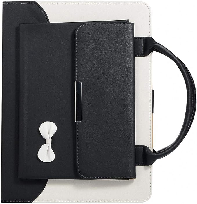 Handbag Case for iPad mini 7 (2024) & iPad mini 6 (2021) 8.3-inch, Techcircle Cute Bowknot Pocket [Magnetic Closure] Wallet Folio Stand Double Handle PU Leather Carrying Case, Auto Sleep/Wake, Black
