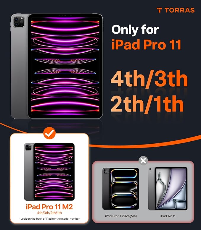 TORRAS Ostand K1 Guardian for iPad Pro 11 inch 4th/3rd/2nd/1st Generation 2022 2021 2020 2018 with Pencil Holder, Ultra Stable Stand, Multiple Adjustable Viewing Angles, Slim Protection, Black