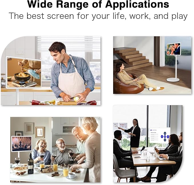 32 Inch Portable Smart TV 4K Touchscreen Display 8GB RAM+128GB Storage Built-in Rechargeable Battery Full Swivel Rotation(4+64G,32 in(1080P))