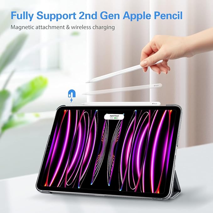 ProCase Smart Case for iPad Pro 12.9 2022/2021/2020/2018, Slim Stand Hard Back Shell Smart Cover for iPad Pro 12.9" 6th Gen/5th Gen/4th Gen/3rd Gen -Grey