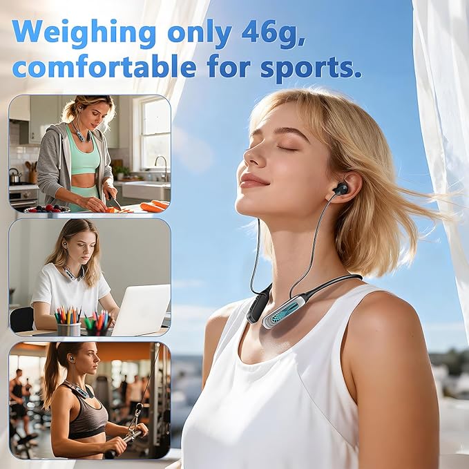 MZYML Neckband Bluetooth Headphones 5.4, IPX5 Waterproof Sports Earbuds with Mic, 80H Playtime 1000H Standby, LED Power Display, Magnetic in-Ear Headset for Running Workout Gym (Yellow)