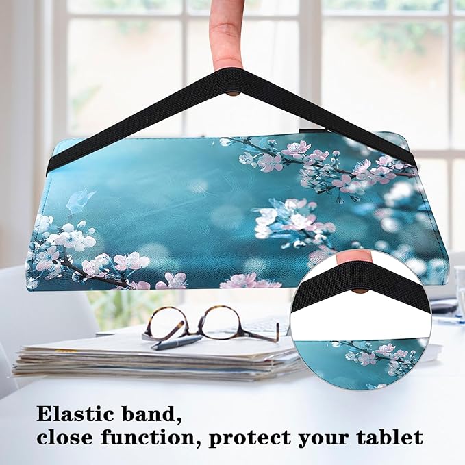 Case for iPad Pro 12.9 2022/2021/2020/2018, PU Leather Tablet Cases Flip Folio Multi-Angle Viewing Stand Protective Cover for iPad Pro 12.9" 6th Gen/5th Gen/4th Gen/3rd Gen - Plum Blossom