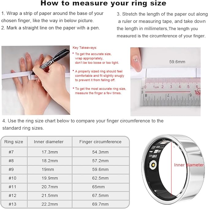 Smart Health Ring for Women Men Fitness Tracker with Heart Rate, Blood Oxygen, HRV, Sleep Monitoring, Step Counting, IP68 for iPhone and Android, No Subscription Fee (Royal Gold, 12#)