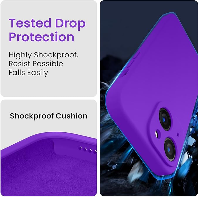 FireNova Designed for iPhone 15 Case, Silicone Upgraded [Camera Protection] Phone Case, Soft Anti-Scratch Microfiber Lining Inside, 6.1 inch, Neon Purple