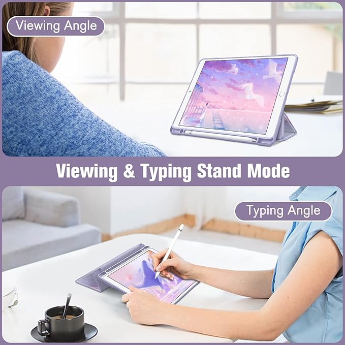 Fintie Hybrid Slim Case for iPad Air 3rd Generation 10.5" 2019 / iPad Pro 10.5 Inch 2017 - [Built-in Pencil Holder] Shockproof Cover with Clear Transparent Back Shell (Lilac Marble)