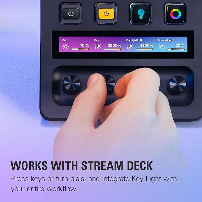 Elgato Key Light - Professional 2800 lumens Studio Light with Desk clamp for Streaming, Recording and Video Conferencing, Temperature and Brightness app-Adjustable on Mac, PC, iOS, Android