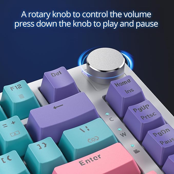 Fogruaden Wired Mechanical Keyboard 75% Percent Hot Swappable, Red Switch, TKL Mechanical Keyboard, Gasket Mount, RGB Backlit Compact Gaming Keyboard with Volume Knob(Joker)