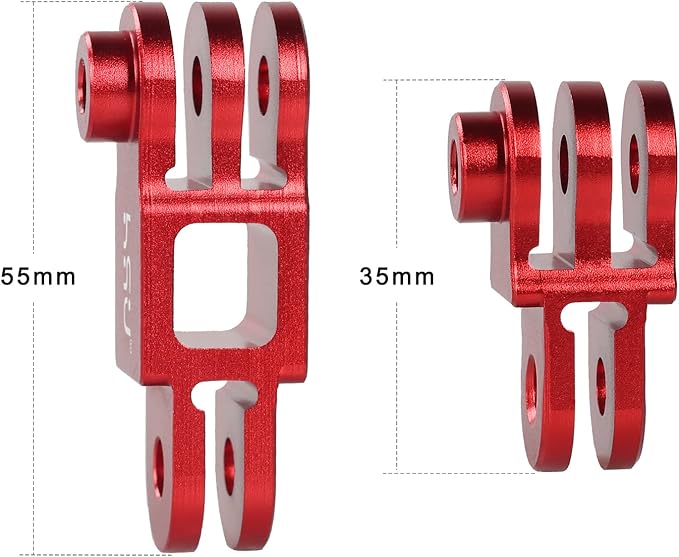 HSU Aluminum Alloy Metal Adjust Arm Straight Joints Mount, Same Direction Straight Joints Mount for Go Pro Hero 13/12/11/10/9/8/7/6/5 Black,Session 5/4, DJI Osmo Action Action Camera and More(Red)
