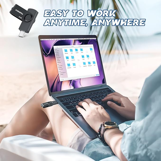 DIGIERA 64GB Flash Drive, USB 3.2 Gen 1 Type-C Thumb Drive with 140MB/s Read, 360° Swivel Design, Compact & Lightweight Memory Stick for File Transfer, Photo Backup, and Travel-Friendly Storage