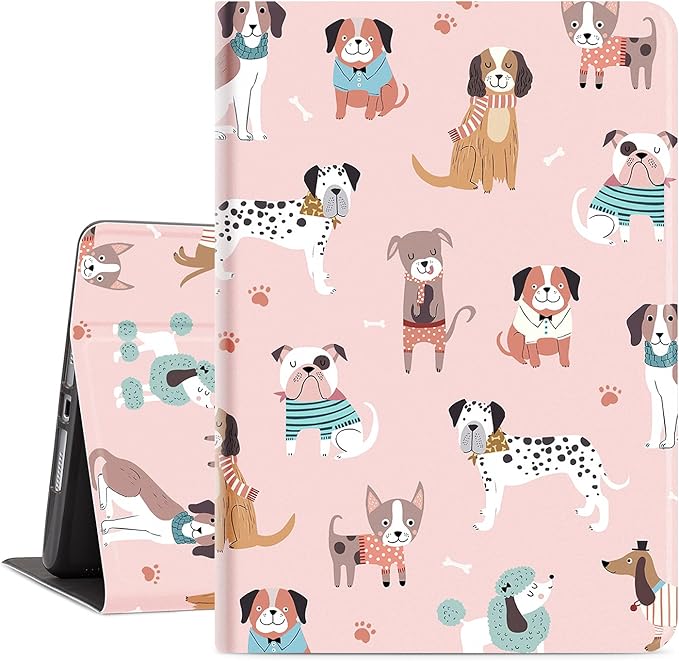 for iPad (A16) 11Th/10Th Generation Case 2025/2022, for iPad Case 11Th/10Th Generation, 10Th/11Th Gen iPadCase Cover Auto Wake/Sleep Multi-Angle Viewing Adjustable Stand, Pink Cute Dogs
