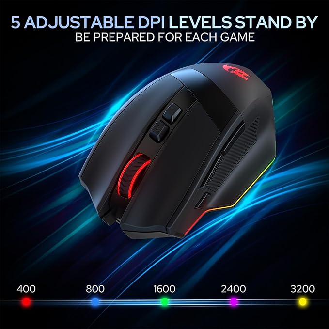 Redragon M923 Wired RGB Gaming Mouse, Optical Ergonomic Mouse with Max 24,000DPI, High Precision Sensor SG8960, 8 Macro Buttons, Software Supported