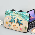 Sea Turtle Laptop Bag 13 Inch Computer Sleeve for Women Men Beach Starfish Padded Notebook Carrying Case with Handle Laptop Cover, Blue