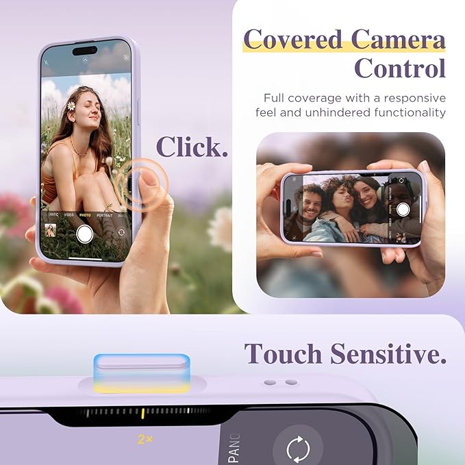 GVIEWIN for iPhone 16 Pro Max Case Compatible with MagSafe, [Military Grade Protection] [Screen Protector] Full Camera Protection Floral Translucent Women Magnetic Phone Case, Apricot Blossom/Purple