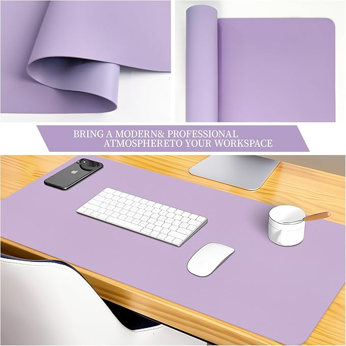 Bloss Purple Leather Desk Mat,Leather Mouse Pad,Desk Protector Mats,Large Mouse Pad,Office Desks Mats,Desks Mat for Keyboard,Dual-Side Computer Mouse Pads Writing Pad for Office/Home.31.5"x 15.7"