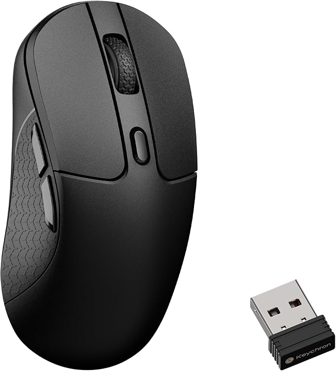 Keychron M3 8K Wireless Mouse, PixArt 3950 Sensor Launcher WEP 30,000 DPI Supports 2.4 GHz/Bluetooth 5.3, 79g Ultra-Light Ergonomic Design Up to 140 Hours Using for PC Mac Laptop - Black