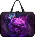 Purple Rose Butterfly Laptop Sleeve 17 Inch, Laptop Tote Bag for Women Girls, Waterproof Computer Tablet Handbag Case with Handle, Carrying Case Laptop Cover for Travel/Business/School