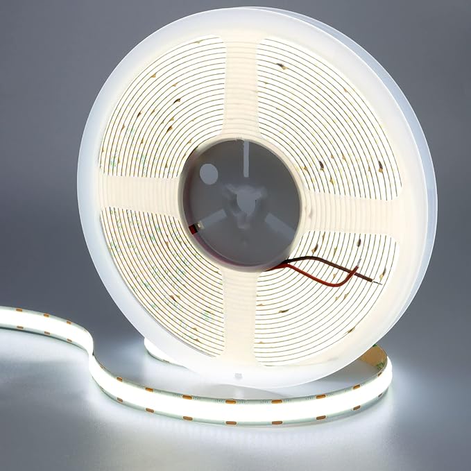 GOMING 32.8ft(10M) 24V Double Row COB LED Strip Light Cool White 6000K 6000LEDs CRI 93+ 20000lm Uniform Glow Dotless Not Waterproof IP20 Flexible LED Tape Lights for DIY Home Decor(No Power Supply)