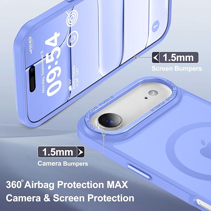 Newfuture Magnetic for iPhone Air Case [Compatible with Magsafe] [Military Grade Drop Protection] Translucent Matte Anti-Scratch Shockproof Protective Phone Cover 6.5 Inch, Light Purple