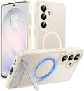 Magnetic for Samsung Galaxy S26 Case, [Compatible with MagSafe][Full Camera Protection][Built-in Invisible Kickstand] Translucent Matte Phone Case for S26 6.3" - White