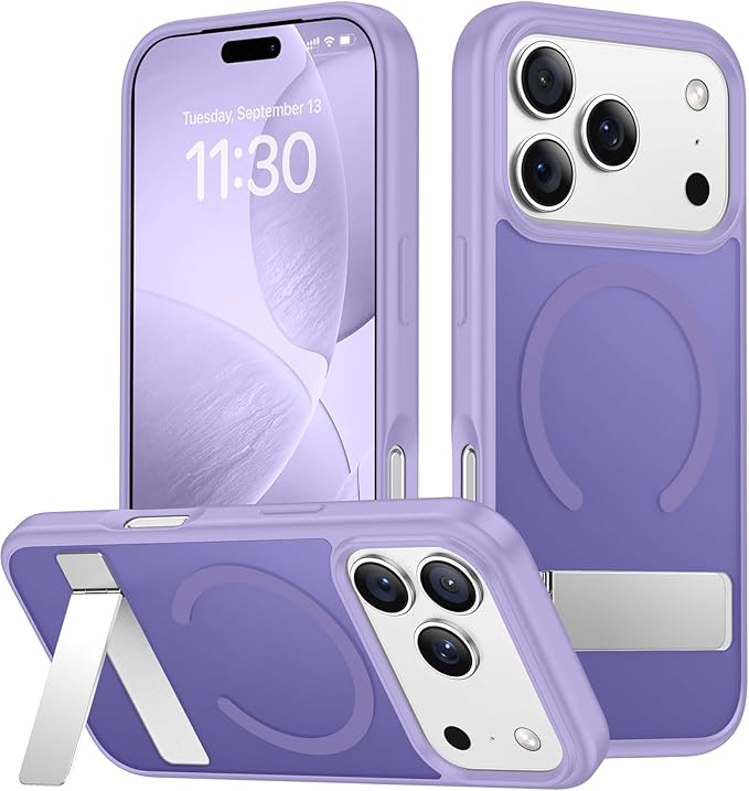 SPIDERCASE Magnetic for iPhone 17 Pro Max Case,with [3 Stand Ways] [Military Grade Drop Protection] with Invisible Stand Shockproof Slim Case for iPhone 17 Pro Max 6.9",Light Purple