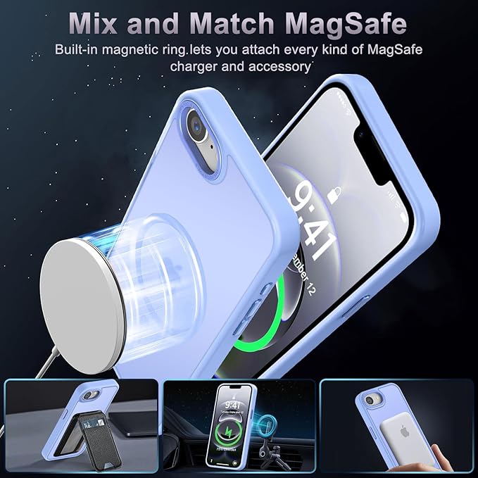 Newfuture Designed for iPhone 17e Case & iPhone 16e Case with Magnetic [13 FT Military Drop Protection] [Compatible with Magsafe] Slim Translucent Shockproof with Anti-Fingerprint Phone Case, Blue