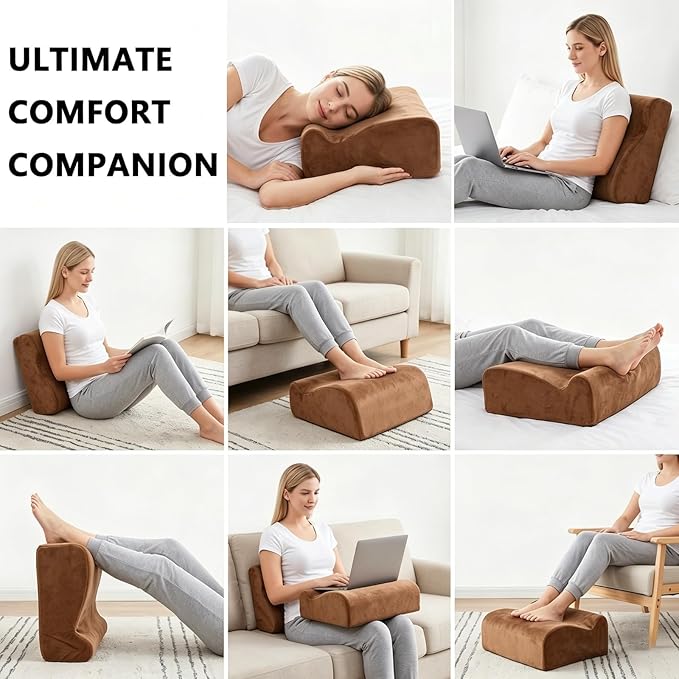 Foot Rest for Under Desk at Work. Multifunctional 3-Tier Foot Stool Office Desk Accessories, Soft Ergonomic Footrest,Support Foot Pillow,Heel Chair,Leg Elevation Pillow (Brown, One Size)