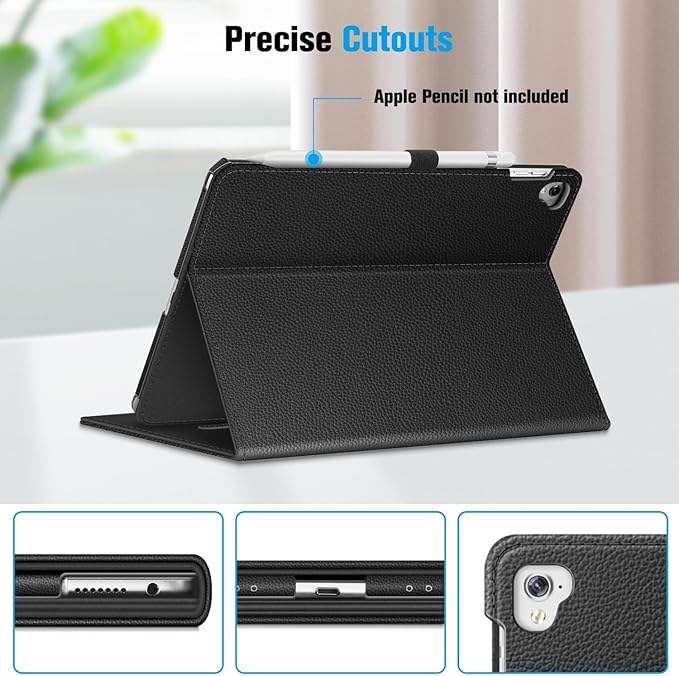 Fintie Case for iPad Pro 9.7 Inch 2016 Release Tablet- [Corner Protection] Multi-Angle Viewing Folio Smart Stand Back Cover with Pocket, Pencil Holder, Auto Wake/Sleep, Black