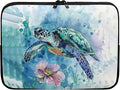 Flower Sea Turtle Laptop Protective Sleeve for Women Men Computer Sleeve 17 inch Tie Dye Laptop Case Bag Portable Computer Carrying Case Suitable GITS for Teens Tablet Bags Hippie