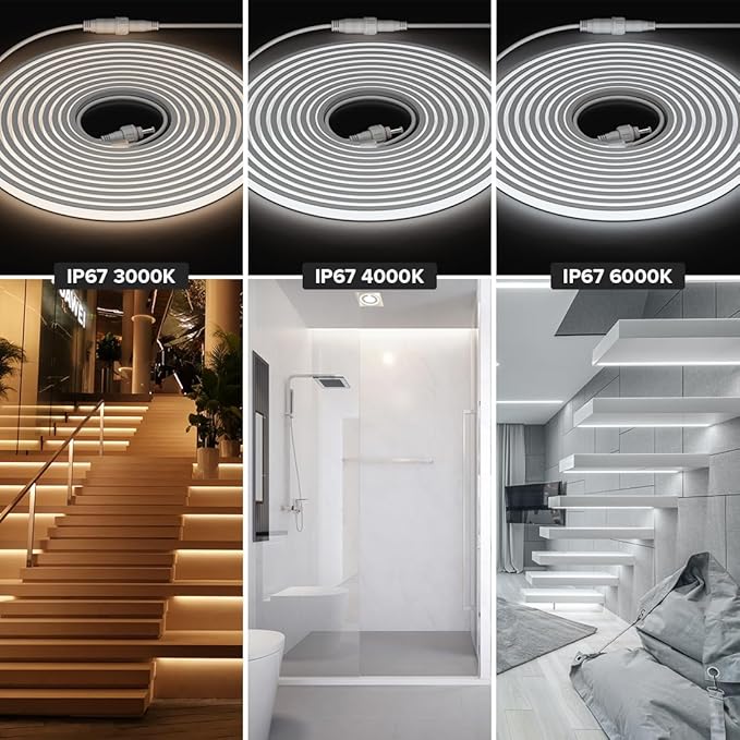 BTF-LIGHTING FCOB COB LED Strip IP67 Waterproof Flexible High Density Uniform Diffused Neon Light 16.4FT DC24V Warm White 3000K 480LED/m CRI 90+ for Indoor Decor(No Adapter or Controller)