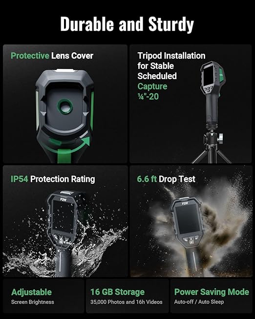 F2W Thermal Camera 256x192 IR Resolution,640x480 Super Resolution Thermal Imaging Camera, IntellFault Intelligent Scene,3.2" Screen,25Hz,-4°F to 1022°F,App Image Transfer & PC Analysis,Case
